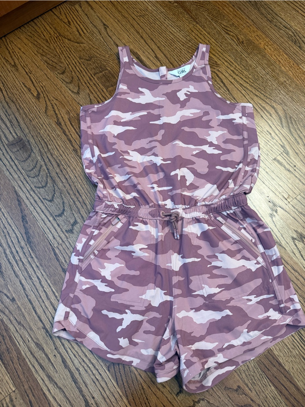 Athleta Girl On the Go Pink Camo Sleeveless Romper Size XL/14